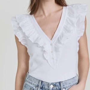 VERONICA BEARD Adrianna Ruffled V-Neck Pullover Top
